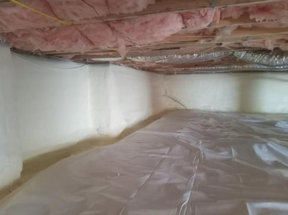 Crawl space encapsulation with closed-cell spray foam for Roof Leak Repair in Frankfort